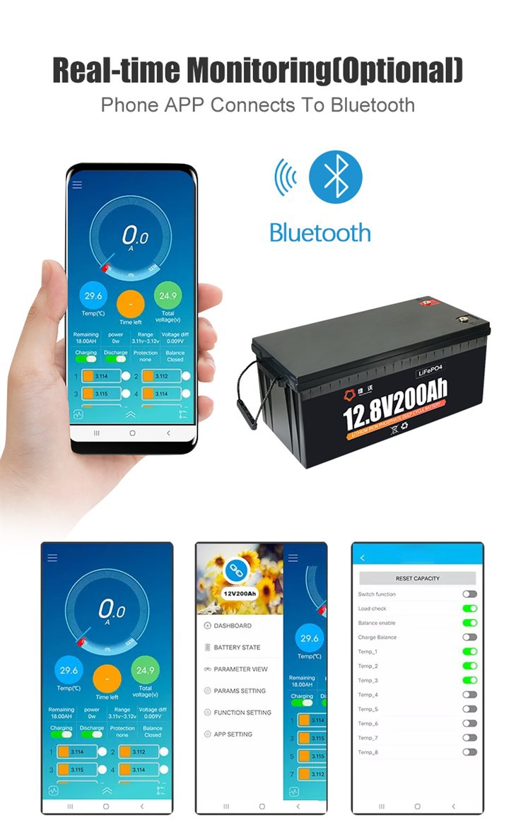 LVWO-12V 12.8V 200Ah LiFePO4 Lithium Battery